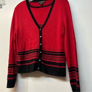 St Kitti 100% Silk Striped Button Down Cardigan Set Medium